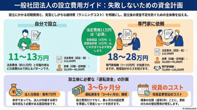 一般社団法人の設立費用